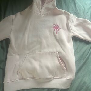 Pink Hoodie with Embroidered Design pink palm puff dupe